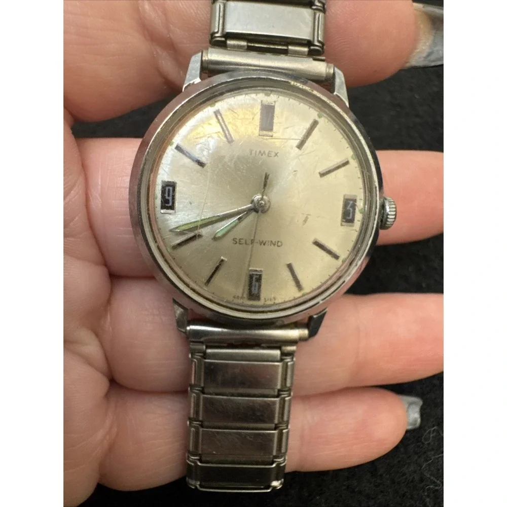 vintage Timex Viscount Self-Wind (Automatic) Mens Watch 4017 3169 Working Silver